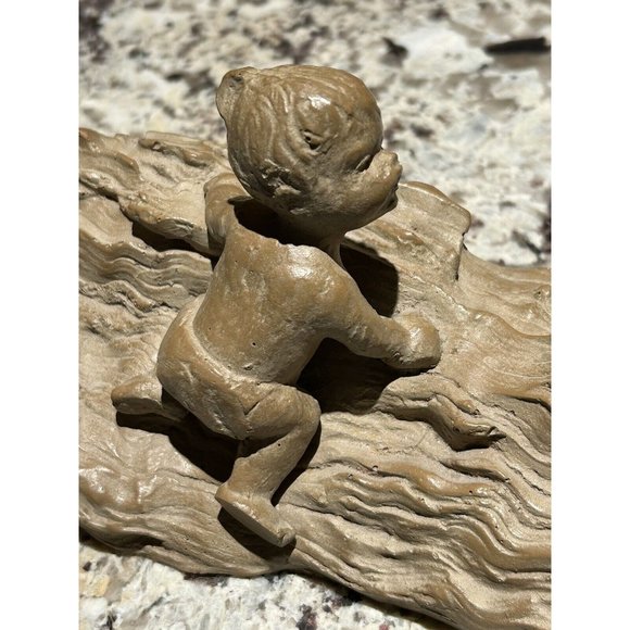 Vtg Haeger Pottery M.Strubel Sculpture 2 Children On A Fallen Tree - Picture 4 of 16